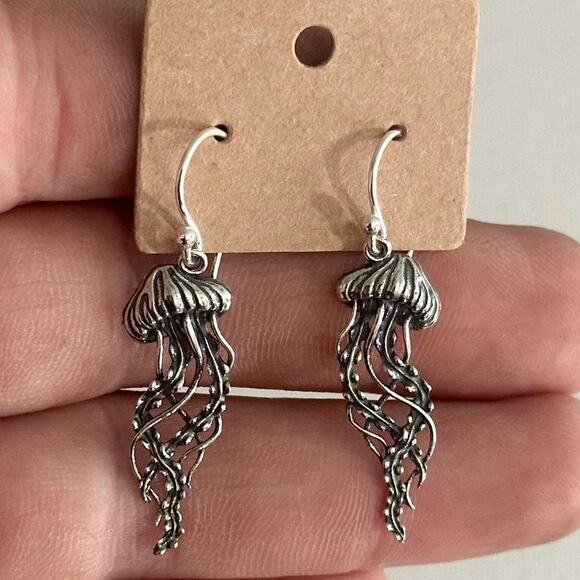 Sterling Silver Jellyfish Drop Earrings - Picture 1 of 5
